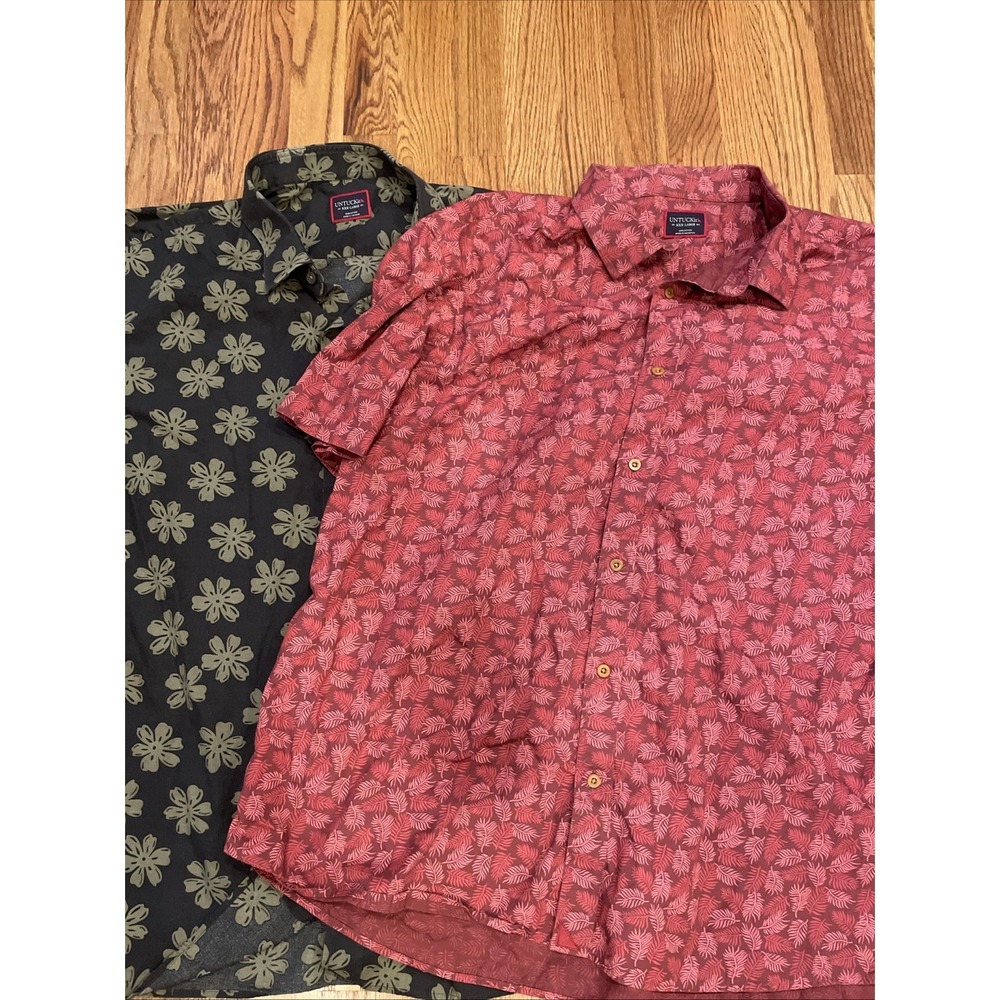 Lot Of 2 Men's UNTUCKit Hawaiian Shirts 3XL Floral Palm AOP Fernridge & Dorado